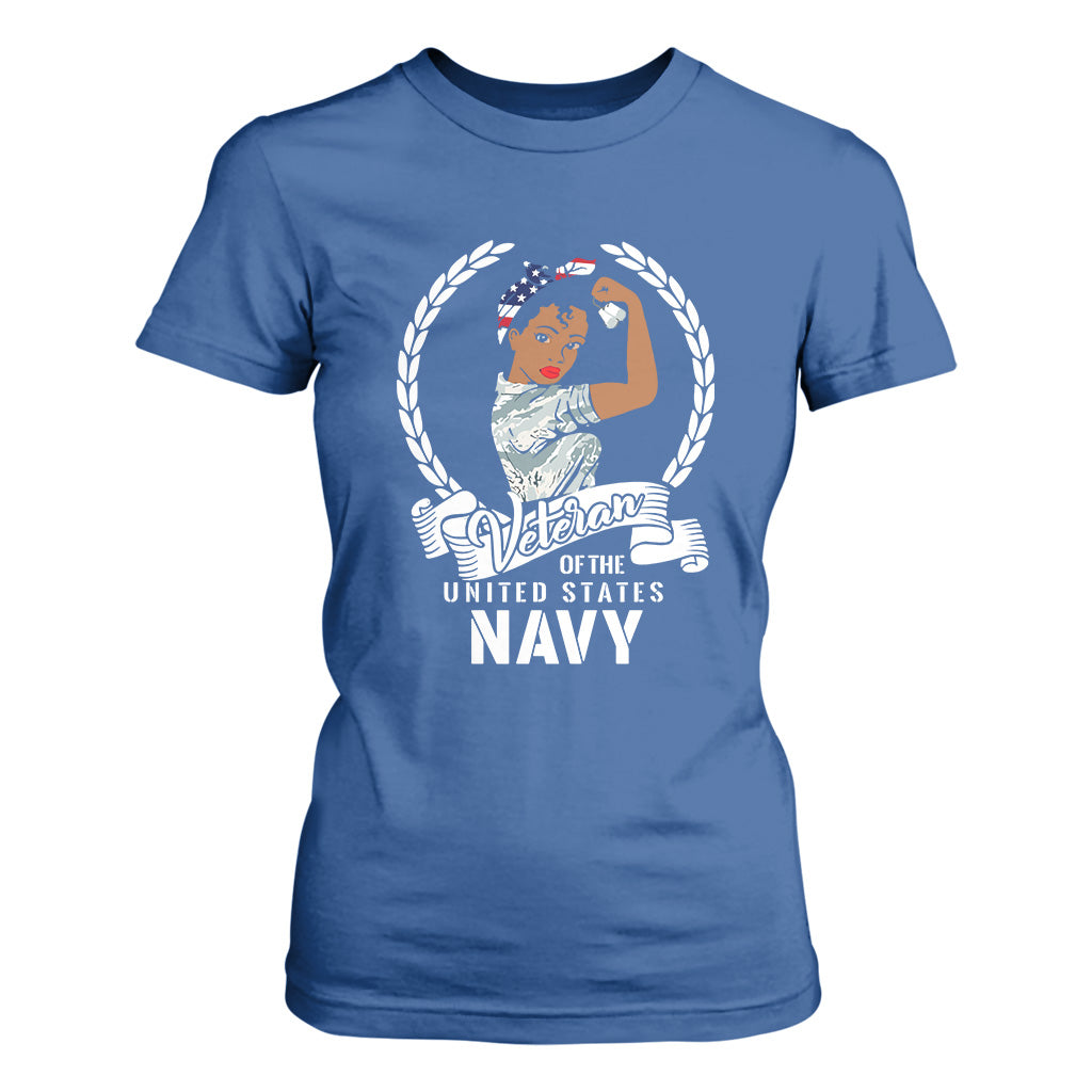 Black US Women Veteran T Shirt For Women - Proud Female Military Navy Girl