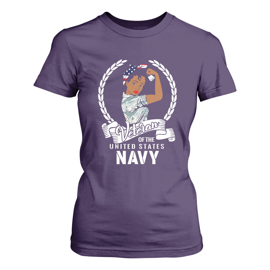 Black US Women Veteran T Shirt For Women - Proud Female Military Navy Girl