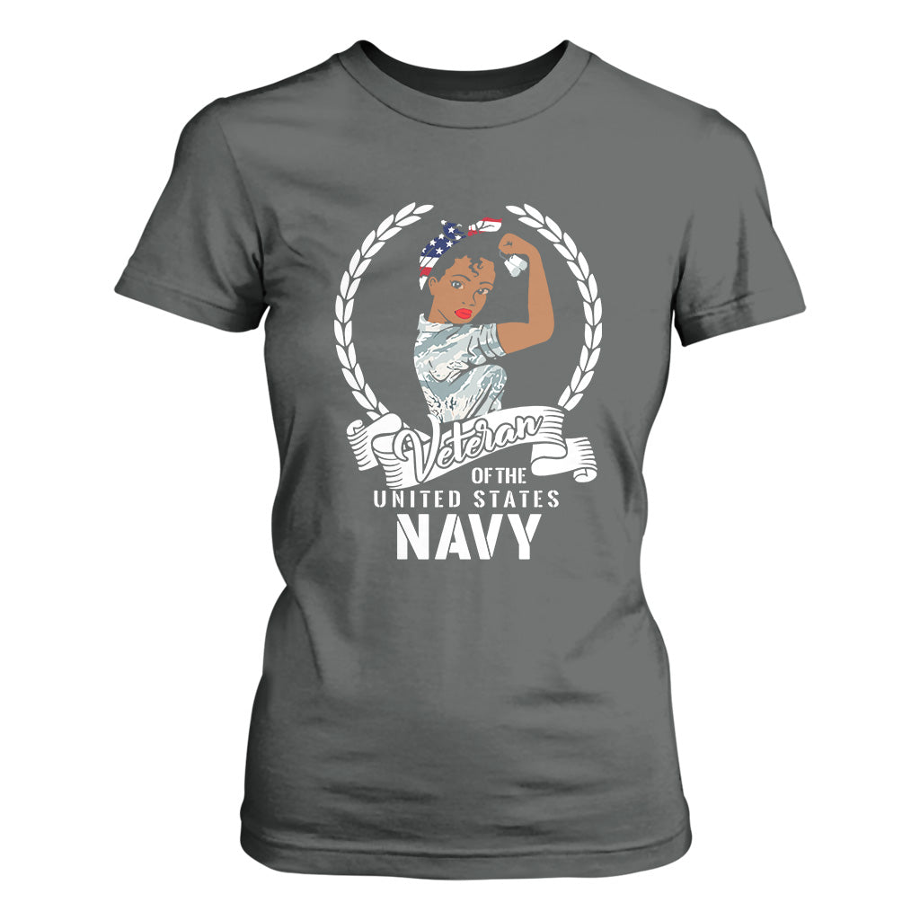 Black US Women Veteran T Shirt For Women - Proud Female Military Navy Girl