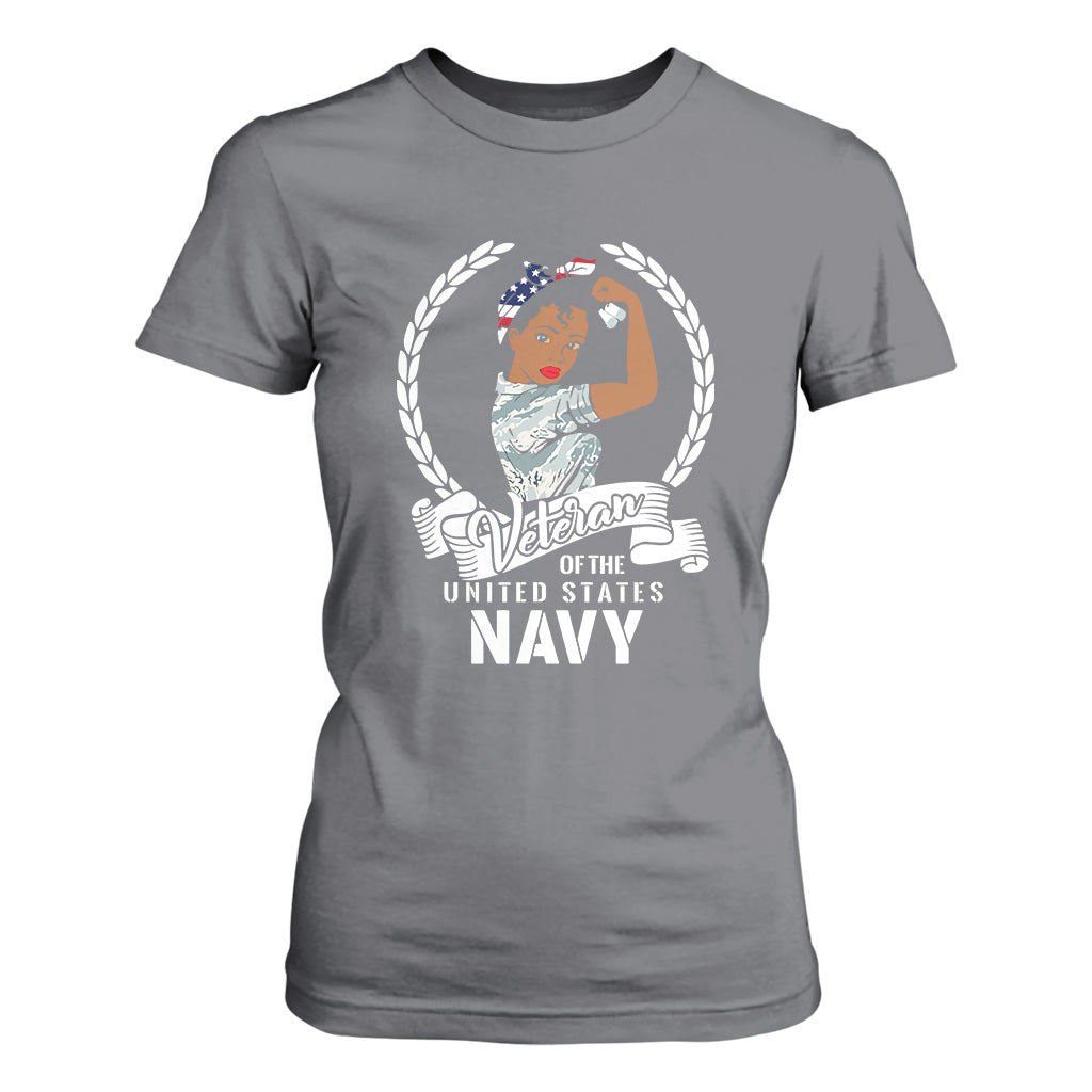 Black US Women Veteran T Shirt For Women - Proud Female Military Navy Girl