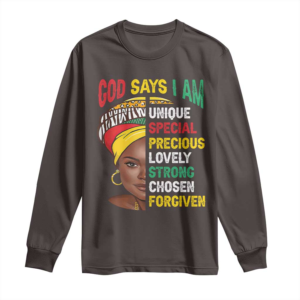 Proud Black Woman Long Sleeve Shirt God Says I Am Melanin Girl Pride