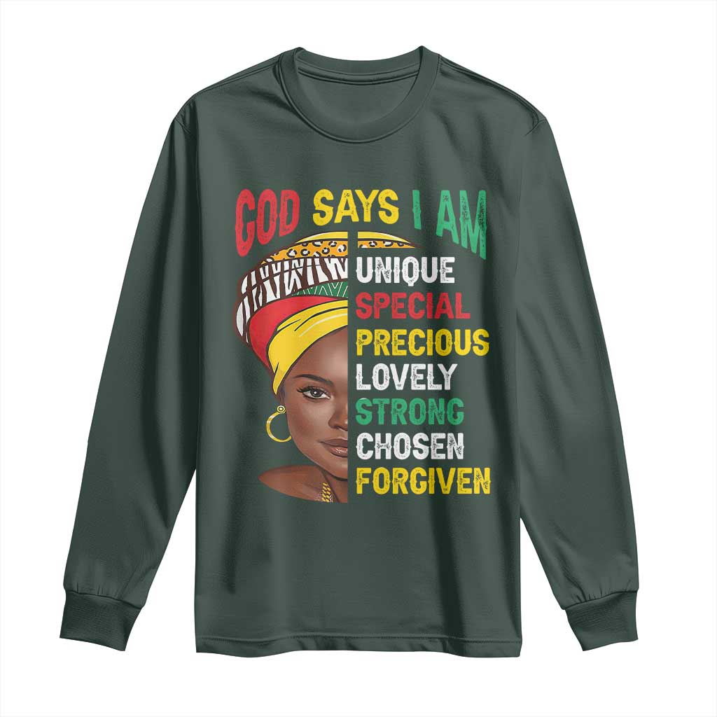 Proud Black Woman Long Sleeve Shirt God Says I Am Melanin Girl Pride