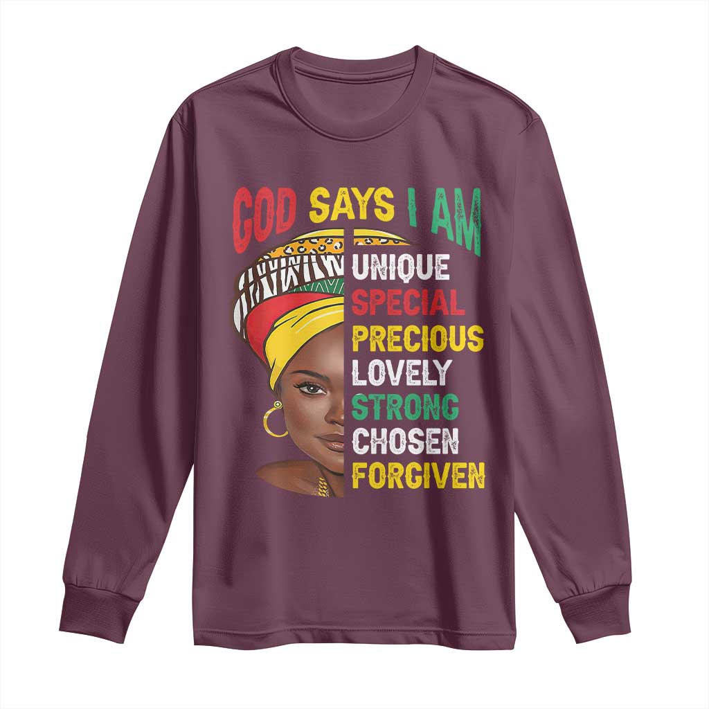 Proud Black Woman Long Sleeve Shirt God Says I Am Melanin Girl Pride