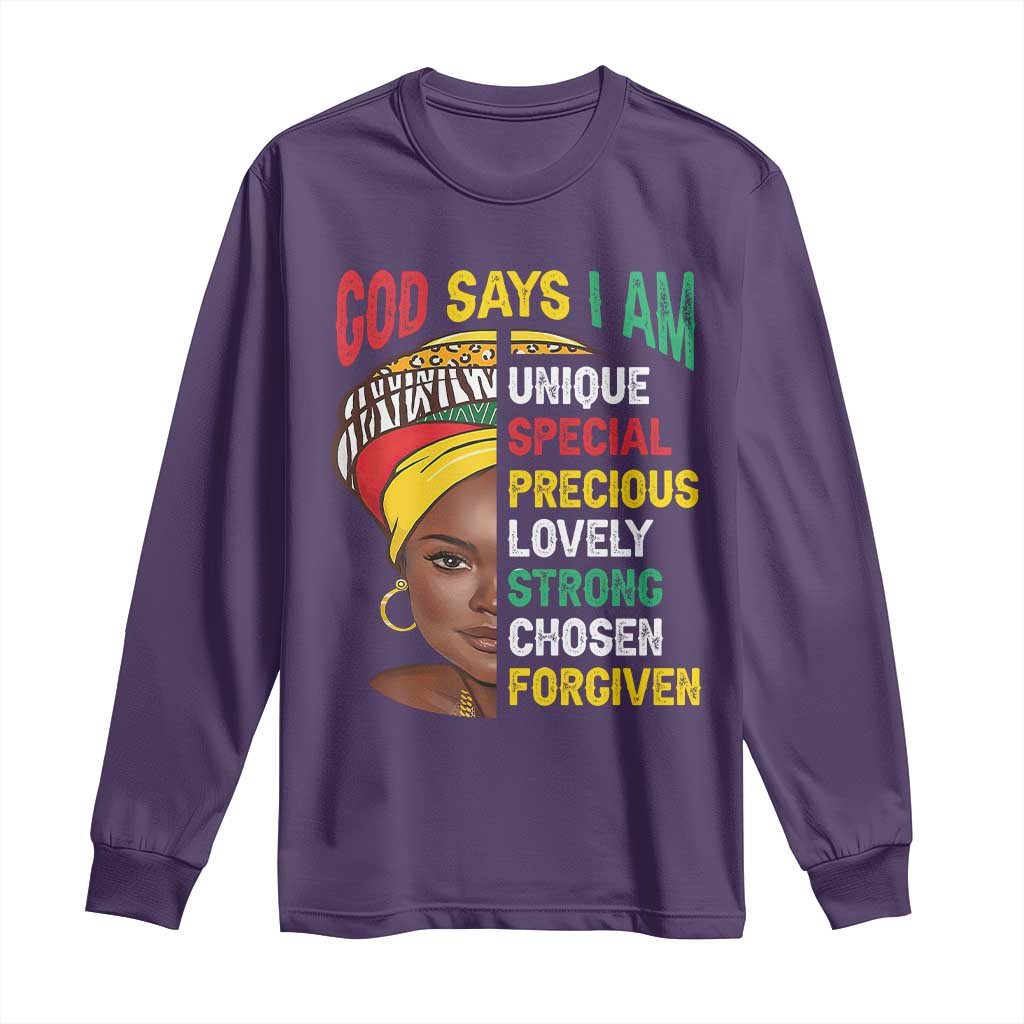 Proud Black Woman Long Sleeve Shirt God Says I Am Melanin Girl Pride