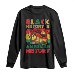 Black History Is American History Long Sleeve Shirt African American Pride Flag Raised Fist