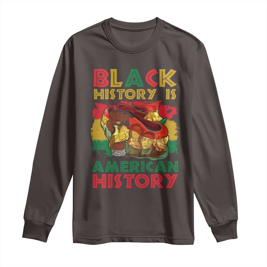 Black History Is American History Long Sleeve Shirt African American Pride Flag Raised Fist