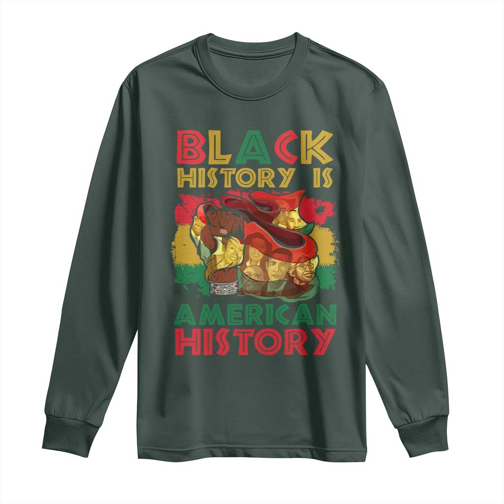 Black History Is American History Long Sleeve Shirt African American Pride Flag Raised Fist