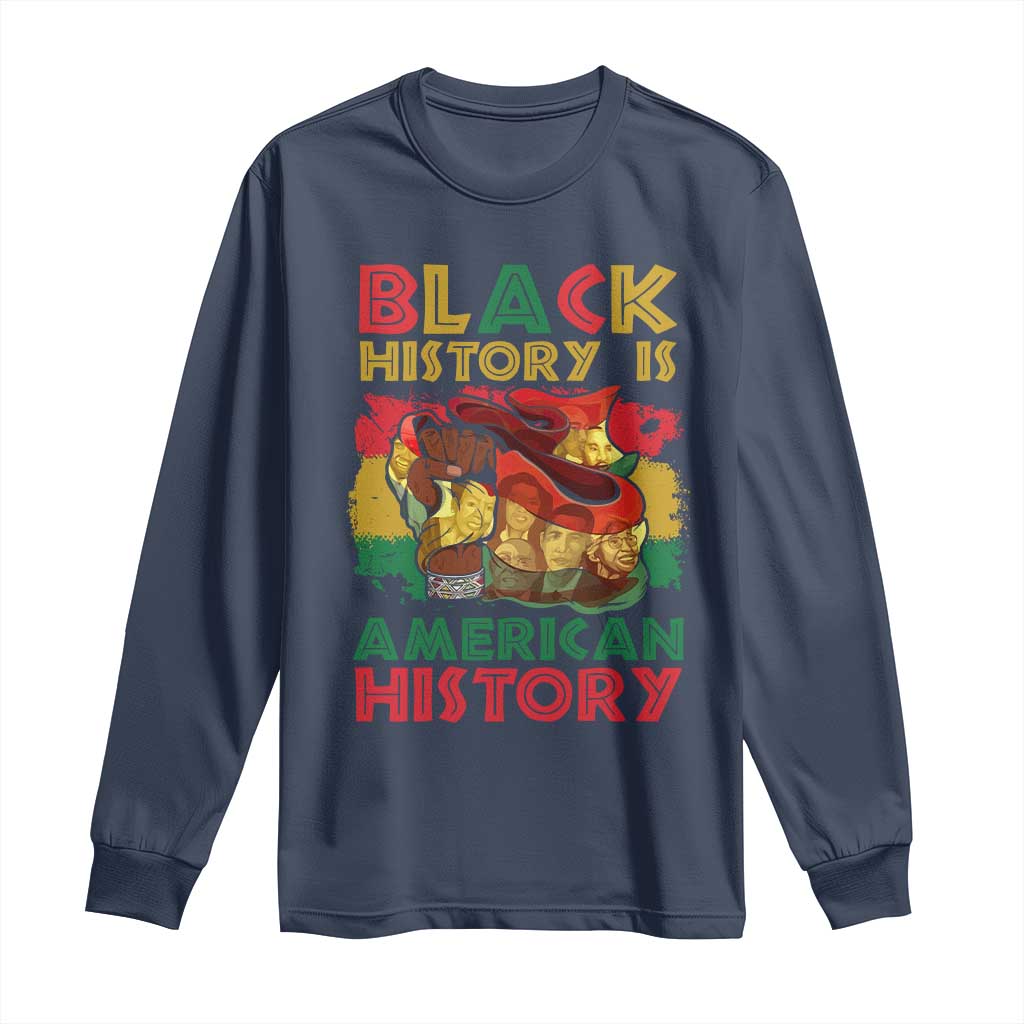 Black History Is American History Long Sleeve Shirt African American Pride Flag Raised Fist