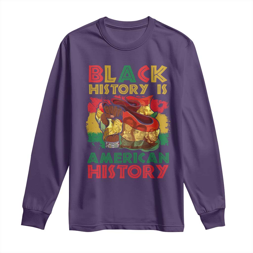 Black History Is American History Long Sleeve Shirt African American Pride Flag Raised Fist