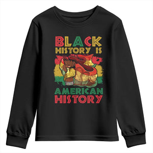 Black History Is American History Youth Long Sleeve Shirt African American Pride Flag Raised Fist