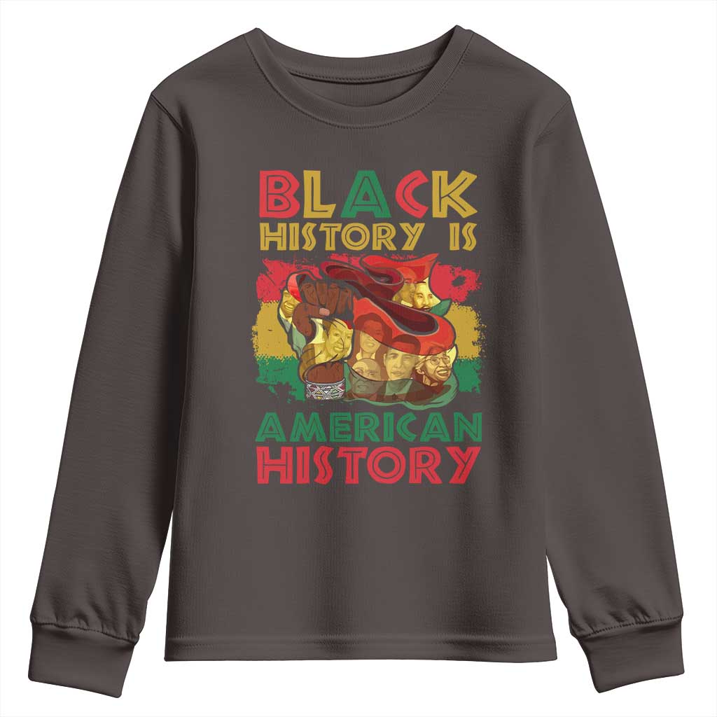 Black History Is American History Youth Long Sleeve Shirt African American Pride Flag Raised Fist