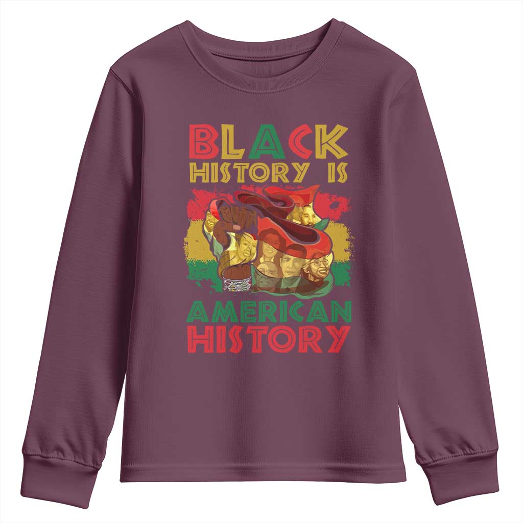 Black History Is American History Youth Long Sleeve Shirt African American Pride Flag Raised Fist