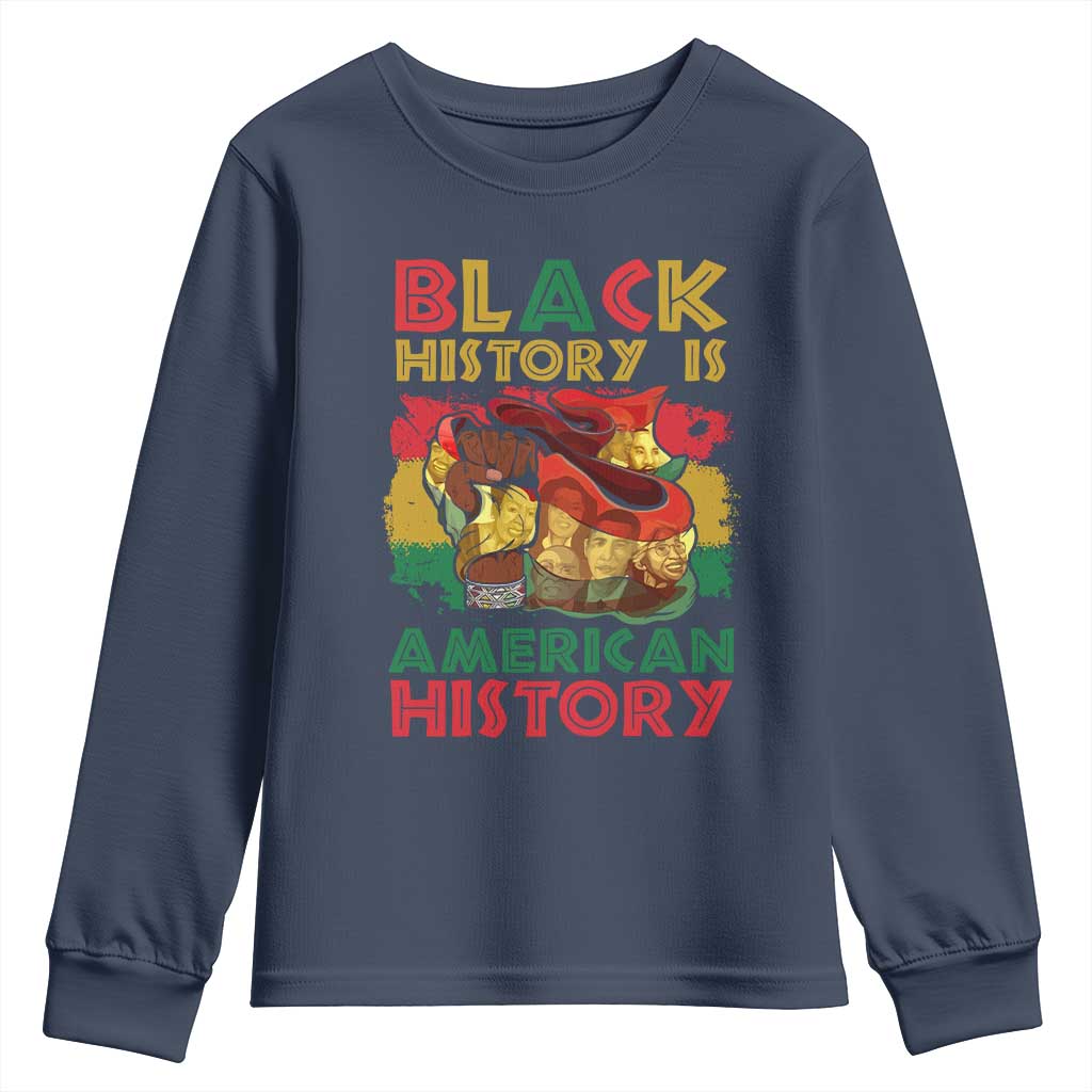 Black History Is American History Youth Long Sleeve Shirt African American Pride Flag Raised Fist