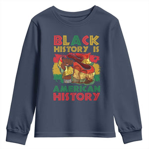 Black History Is American History Youth Long Sleeve Shirt African American Pride Flag Raised Fist