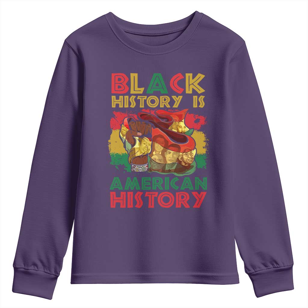 Black History Is American History Youth Long Sleeve Shirt African American Pride Flag Raised Fist