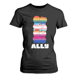 Colorful LGBTQ+ Ally Frogs Stack T Shirt For Women Kawaii Gay Pride Support