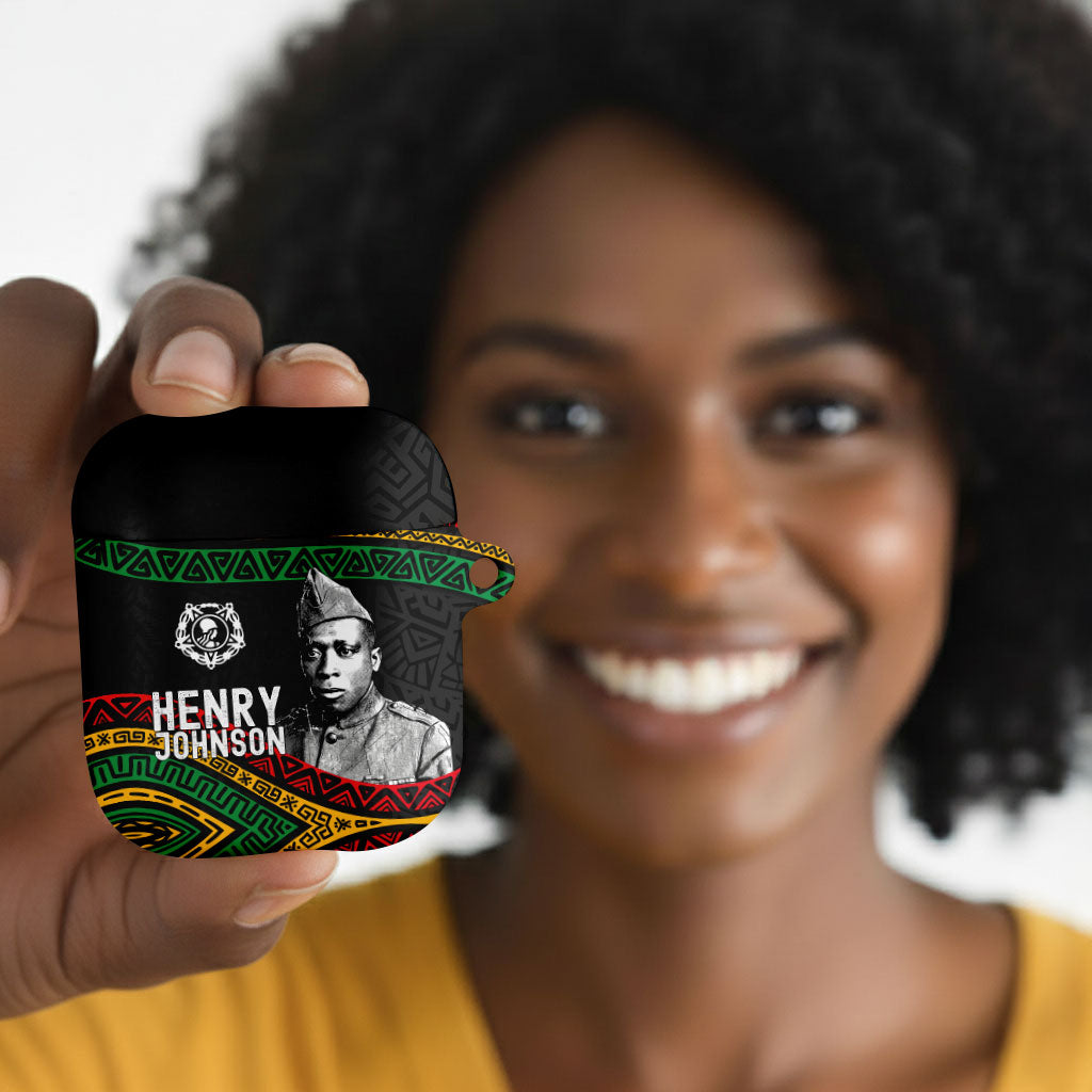 Henry Johnson Black History Month AirPods Case Pan African Colors Tribal Geometric Pattern