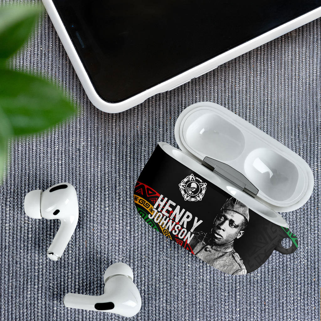 Henry Johnson Black History Month AirPods Case Pan African Colors Tribal Geometric Pattern