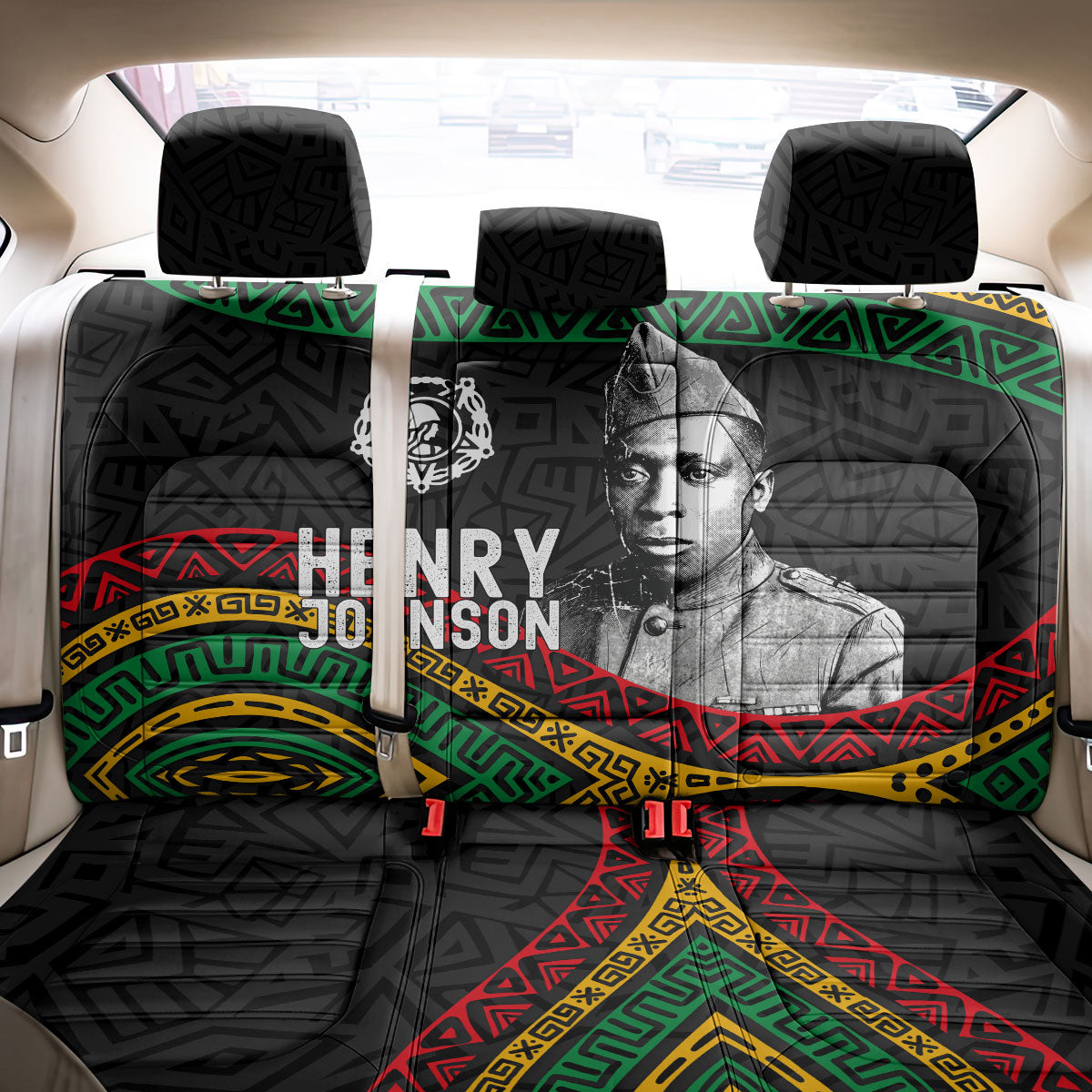 Henry Johnson Black History Month Back Car Seat Cover Pan African Colors Tribal Geometric Pattern