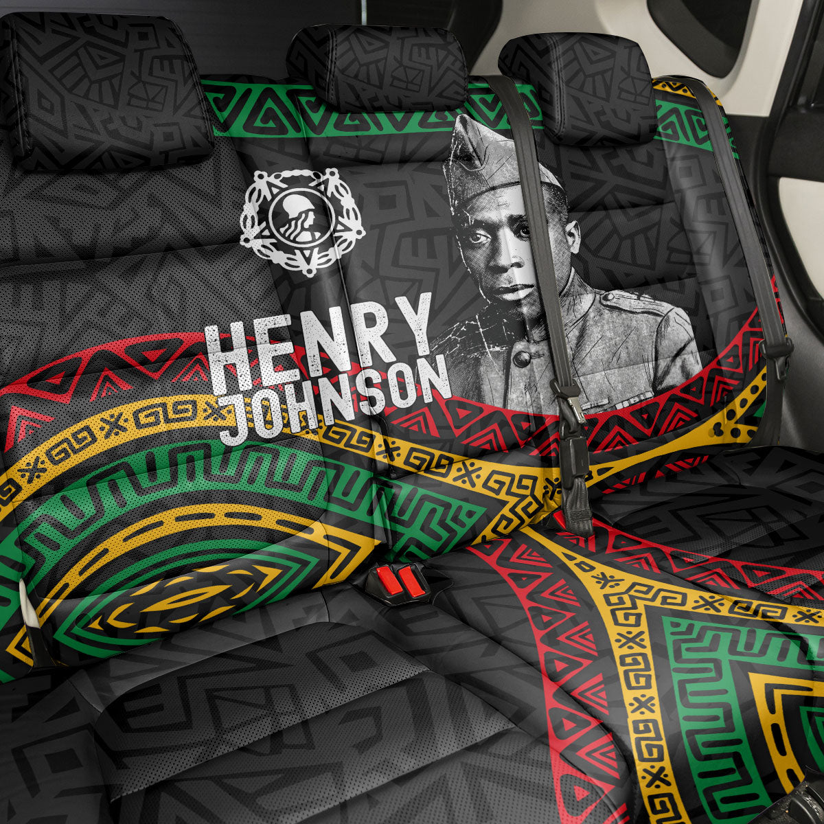 Henry Johnson Black History Month Back Car Seat Cover Pan African Colors Tribal Geometric Pattern
