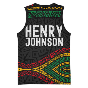 Henry Johnson Black History Month Basketball Jersey Pan African Colors Tribal Geometric Pattern