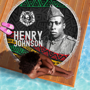 Henry Johnson Black History Month Beach Blanket Pan African Colors Tribal Geometric Pattern