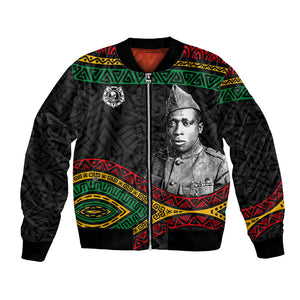 Henry Johnson Black History Month Bomber Jacket Pan African Colors Tribal Geometric Pattern
