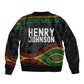 Henry Johnson Black History Month Bomber Jacket Pan African Colors Tribal Geometric Pattern