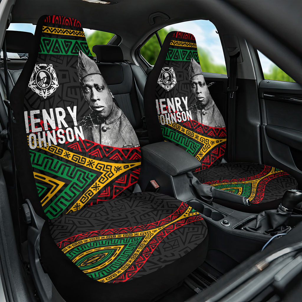Henry Johnson Black History Month Car Seat Cover Pan African Colors Tribal Geometric Pattern