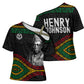Henry Johnson Black History Month Cross Shoulder Shirt Pan African Colors Tribal Geometric Pattern