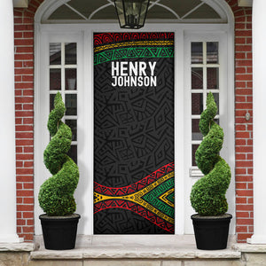 Henry Johnson Black History Month Door Cover Pan African Colors Tribal Geometric Pattern