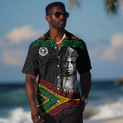 Henry Johnson Black History Month Hawaiian Shirt Pan African Colors Tribal Geometric Pattern