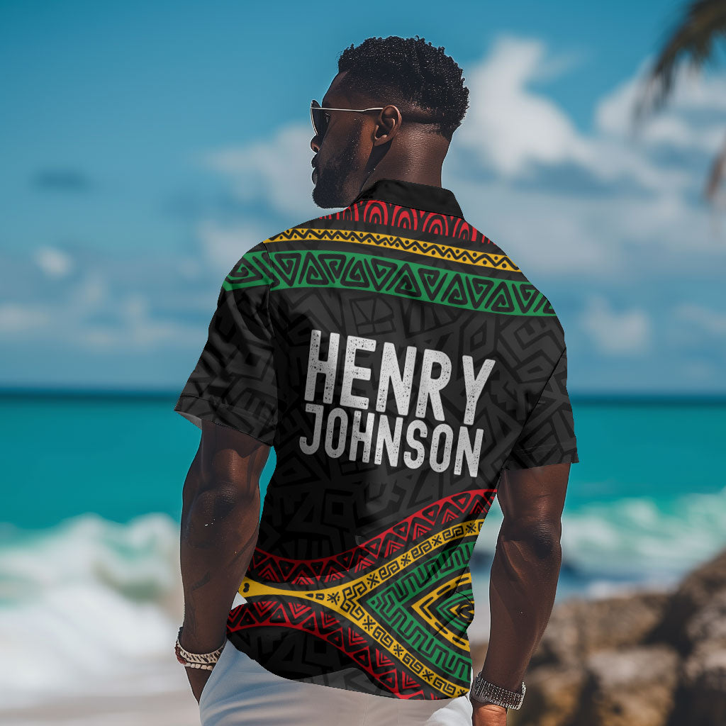 Henry Johnson Black History Month Hawaiian Shirt Pan African Colors Tribal Geometric Pattern