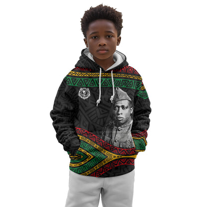 Henry Johnson Black History Month Kid Hoodie Pan African Colors Tribal Geometric Pattern