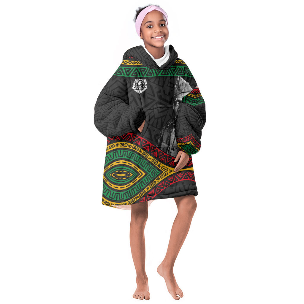 Henry Johnson Black History Month Kid Wearable Blanket Hoodie Pan African Colors Tribal Geometric Pattern