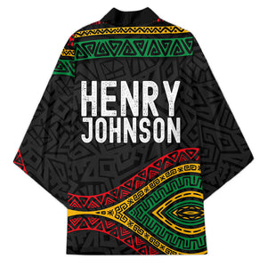 Henry Johnson Black History Month Kimono Pan African Colors Tribal Geometric Pattern