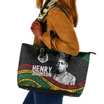 Henry Johnson Black History Month Leather Tote Bag Pan African Colors Tribal Geometric Pattern