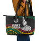 Henry Johnson Black History Month Leather Tote Bag Pan African Colors Tribal Geometric Pattern