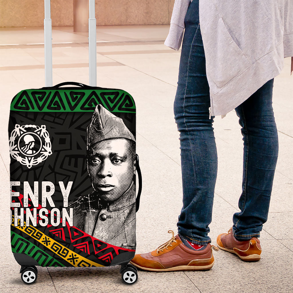 Henry Johnson Black History Month Luggage Cover Pan African Colors Tribal Geometric Pattern