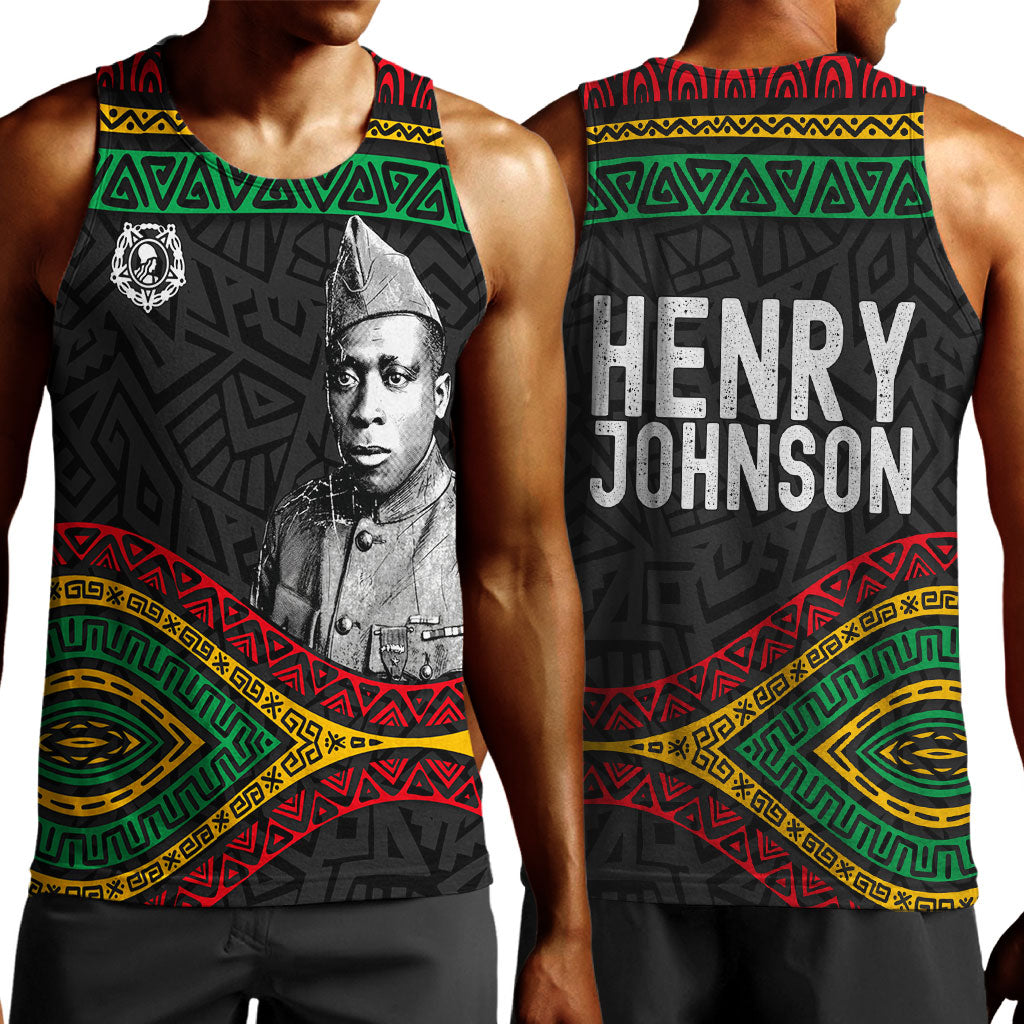 Henry Johnson Black History Month Men Tank Top Pan African Colors Tribal Geometric Pattern