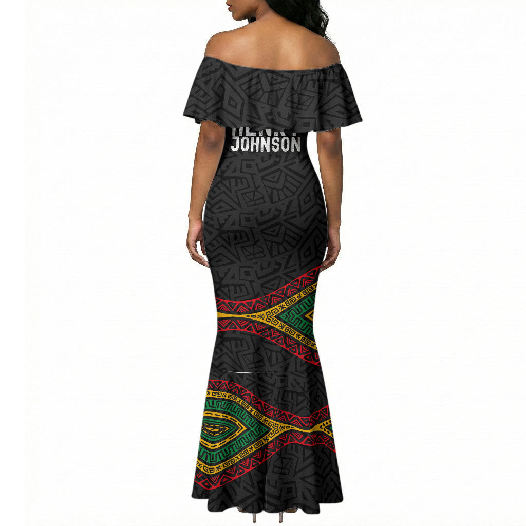 Henry Johnson Black History Month Mermaid Dress Pan African Colors Tribal Geometric Pattern