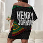 Henry Johnson Black History Month Off Shoulder Short Dress Pan African Colors Tribal Geometric Pattern