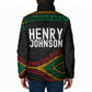 Henry Johnson Black History Month Padded Jacket Pan African Colors Tribal Geometric Pattern