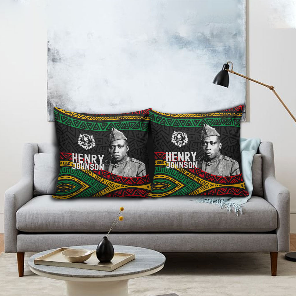 Henry Johnson Black History Month Pillow Cover Pan African Colors Tribal Geometric Pattern