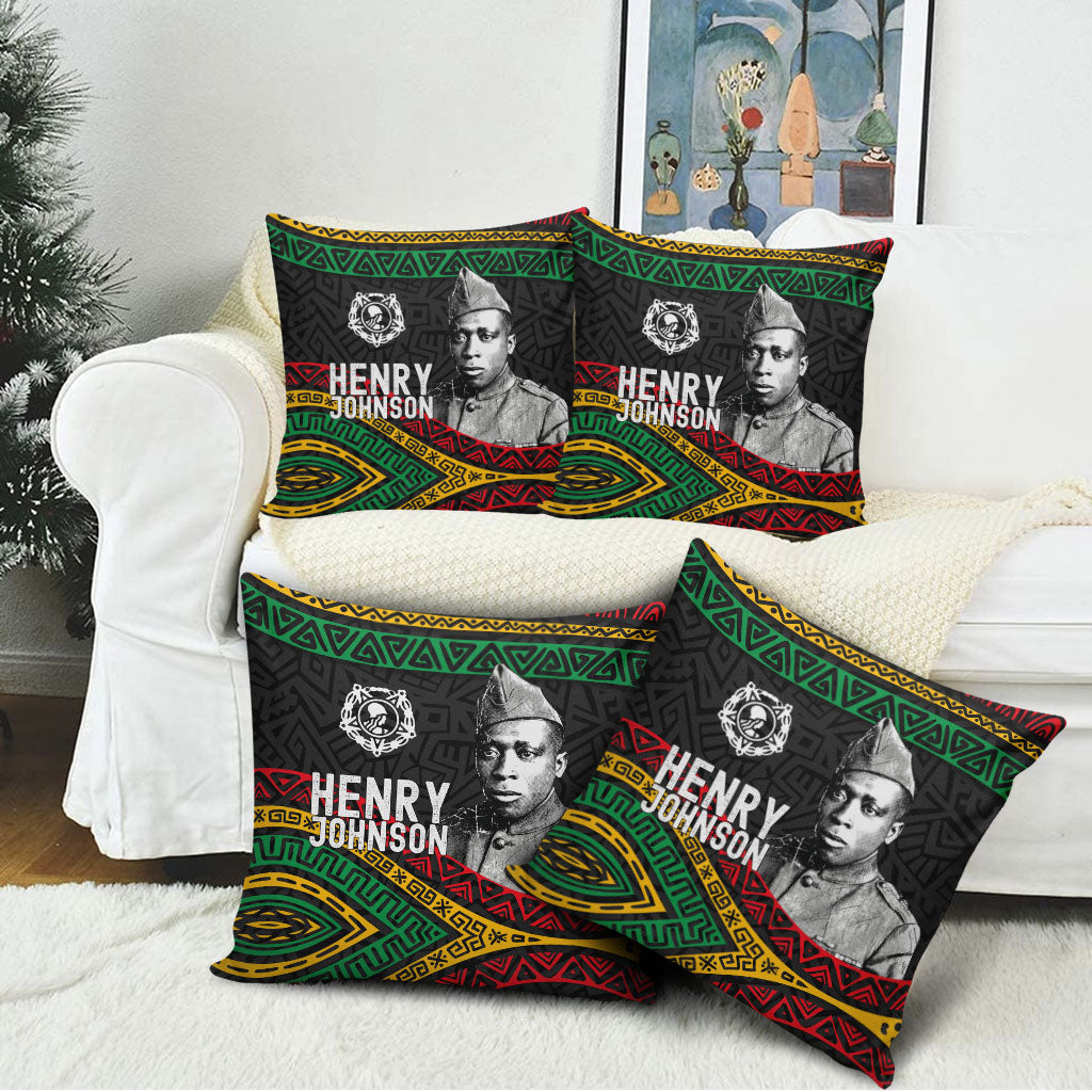 Henry Johnson Black History Month Pillow Cover Pan African Colors Tribal Geometric Pattern