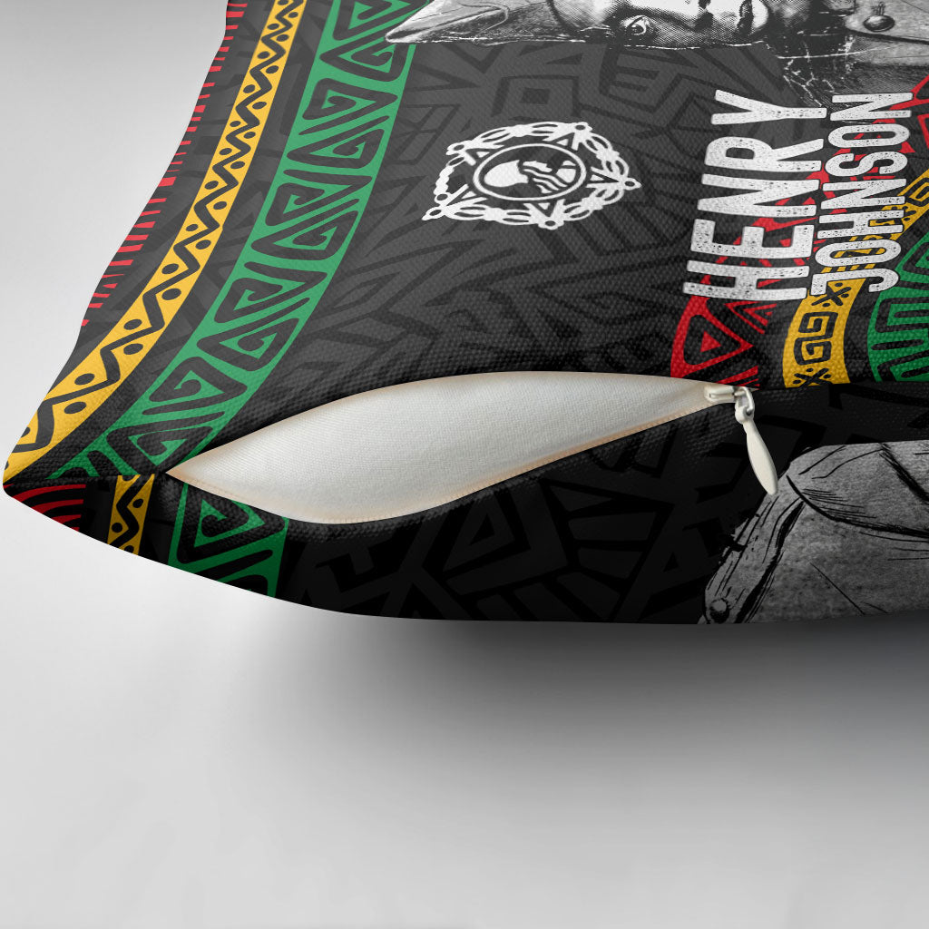 Henry Johnson Black History Month Pillow Cover Pan African Colors Tribal Geometric Pattern