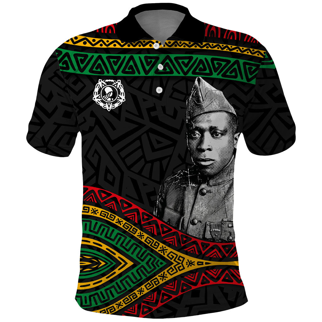 Henry Johnson Black History Month Polo Shirt Pan African Colors Tribal Geometric Pattern