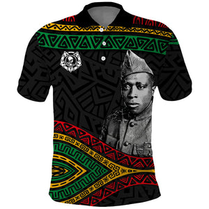 Henry Johnson Black History Month Polo Shirt Pan African Colors Tribal Geometric Pattern