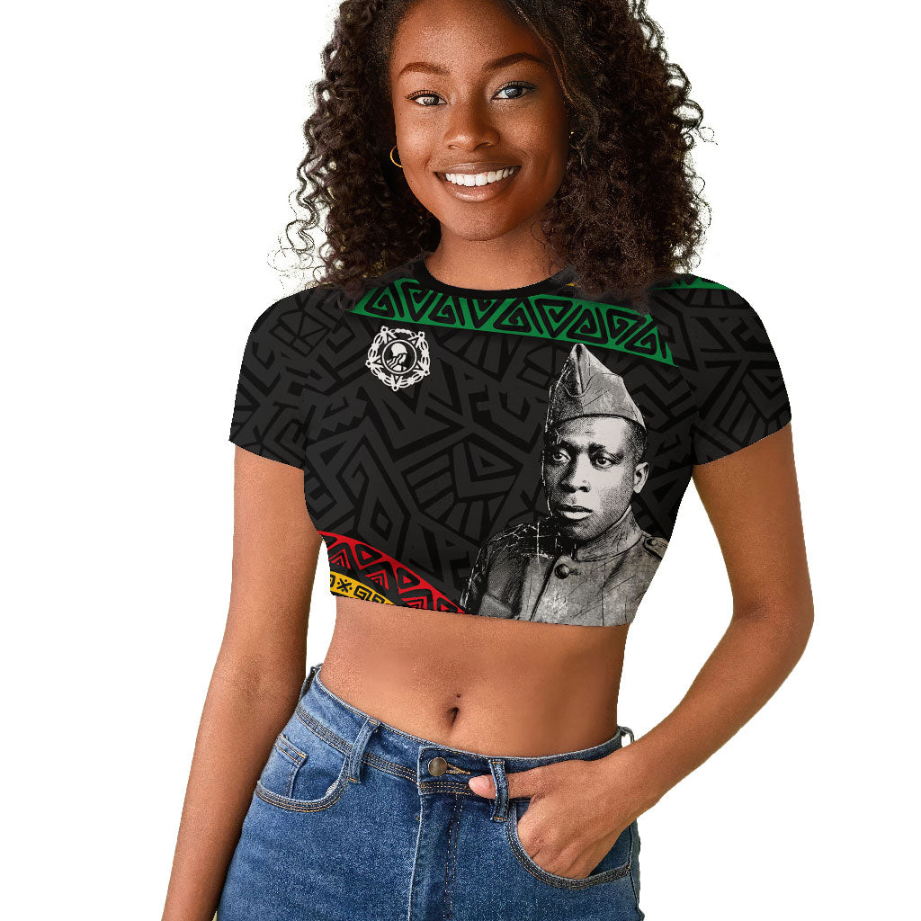 Henry Johnson Black History Month Raglan Cropped T shirt Pan African Colors Tribal Geometric Pattern