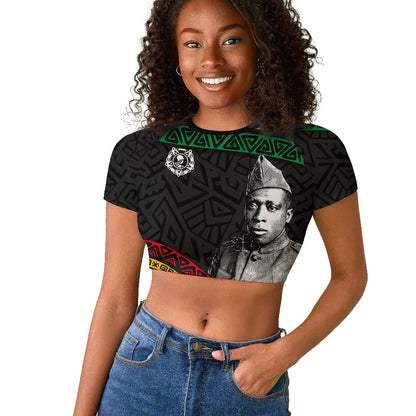 Henry Johnson Black History Month Raglan Cropped T shirt Pan African Colors Tribal Geometric Pattern